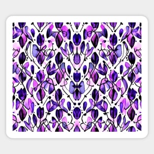 Purple Aesthetic Abstract Foliage Watercolor Pattern Sticker